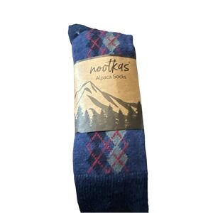 Nootkas Alpaca Dress Socks Navy Diamond L/XL  Knew‎ High